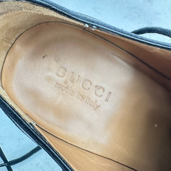 Gucci Men Size UK 9D US 9.5 Black Leather Whole Cut Lace Up Oxford Dress Shoes - Picture 11 of 12